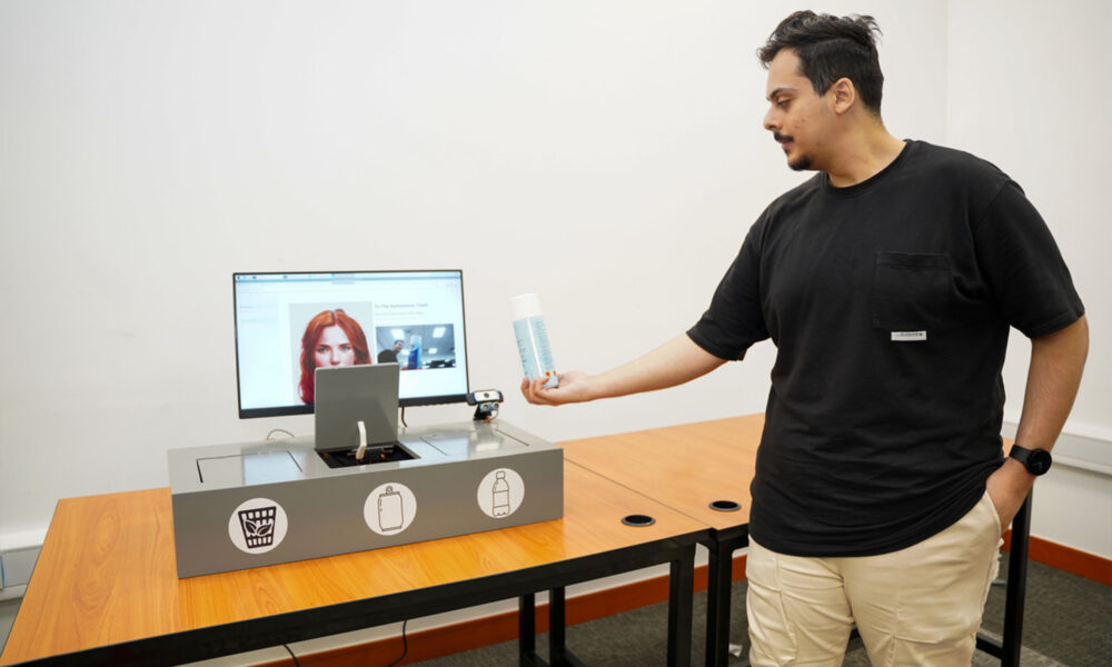 canadian university dubai students create smart garbage bin