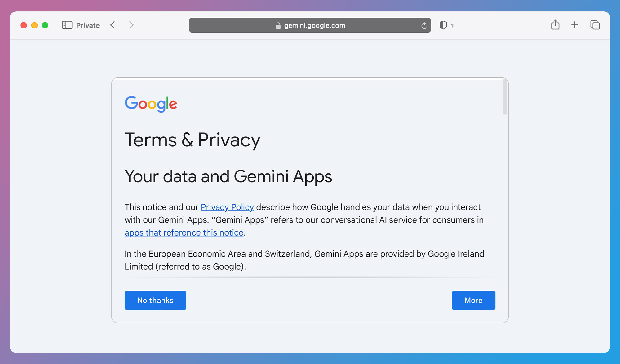 google gemini terms of service