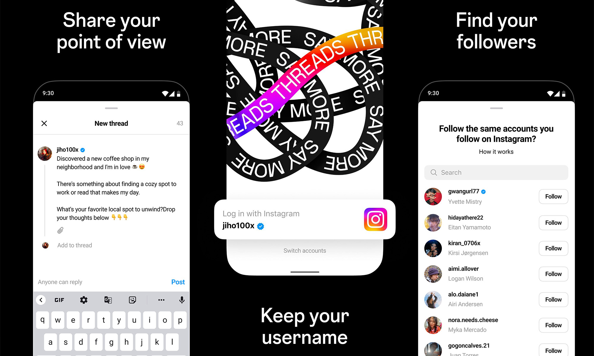 instagram threads mobile screens