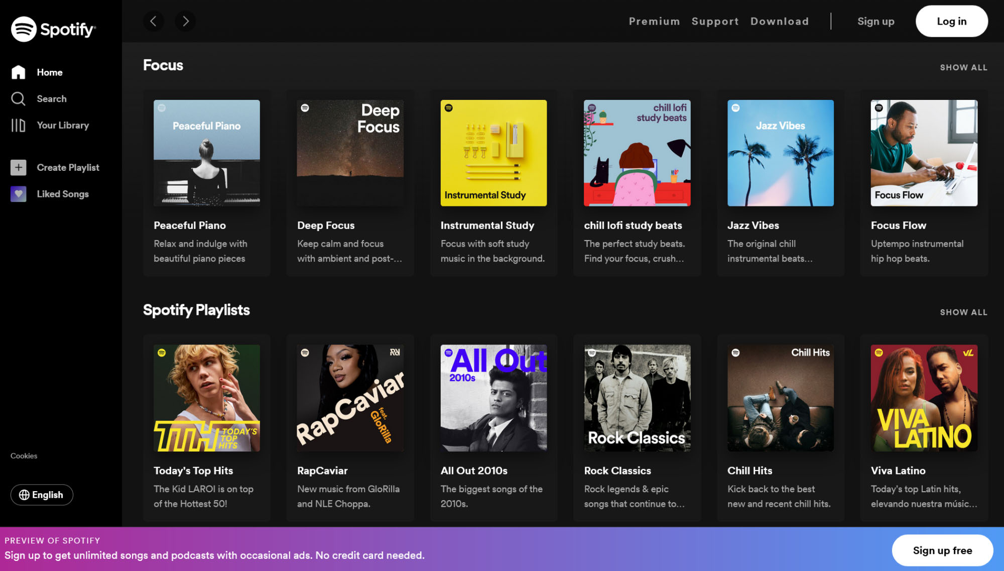 spotify homepage