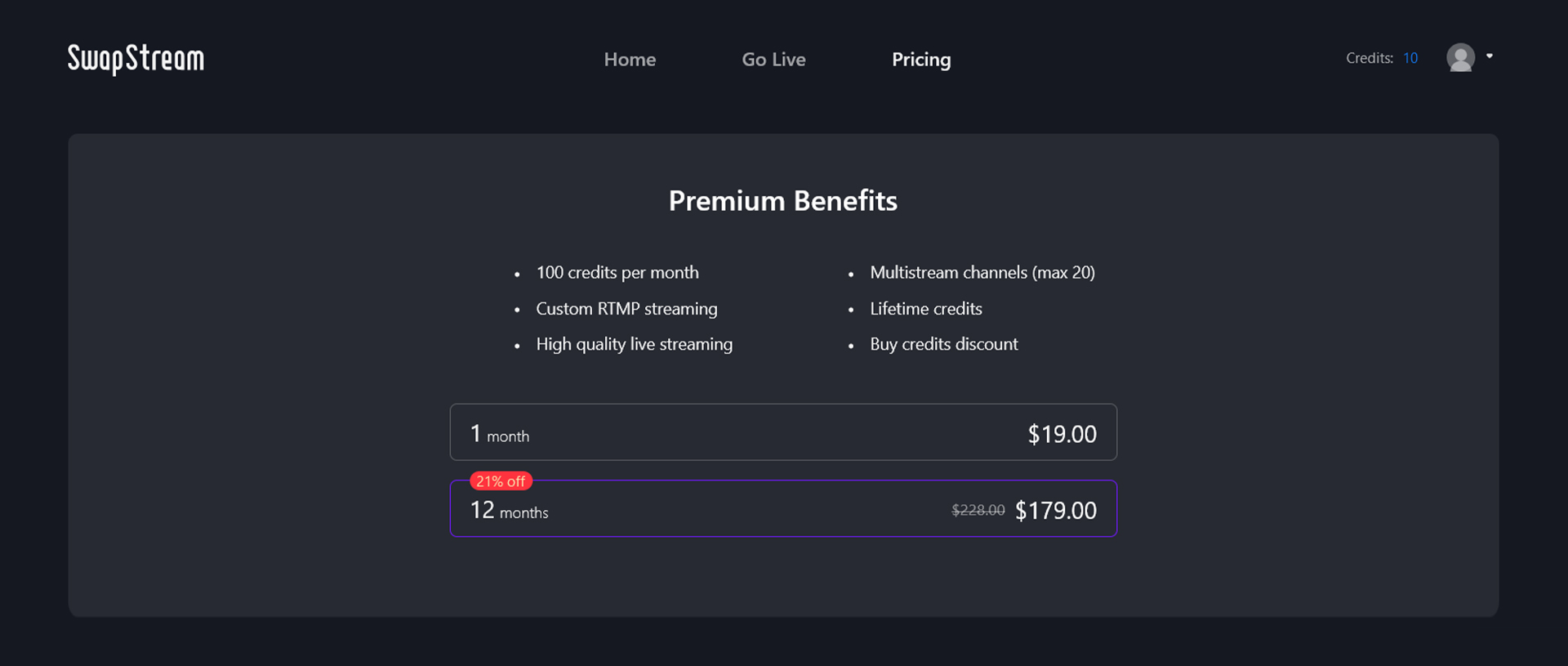 swapstream pricing