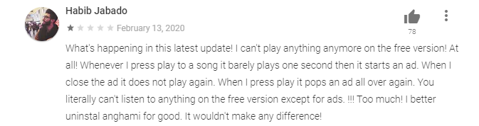 google play store negative user review